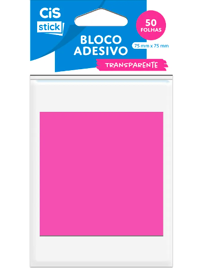 Bloco Adesivo Transparente Rosa 50fls- Cis