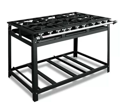 FOGÃO INDUSTRIAL 6 BOCAS PRETO 30x30 SEM FORNO BAIXA PRESSÃO