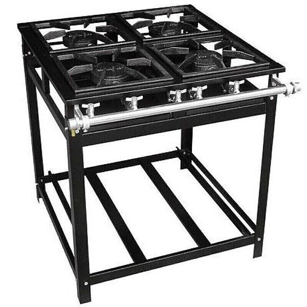 FOGÃO INDUSTRIAL 4 BOCAS PRETO 30X30 SEM FORNO BAIXA PRESSÃO