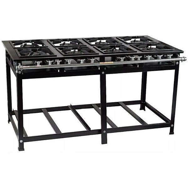 FOGÃO INDUSTRIAL 8 BOCAS 40X40 SEM FORNO BAIXA PRESSÃO