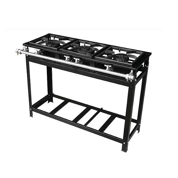 FOGÃO INDUSTRIAL 3 BOCAS PRETO 30X30 (SEM FORNO) BAIXA PRESSÃO