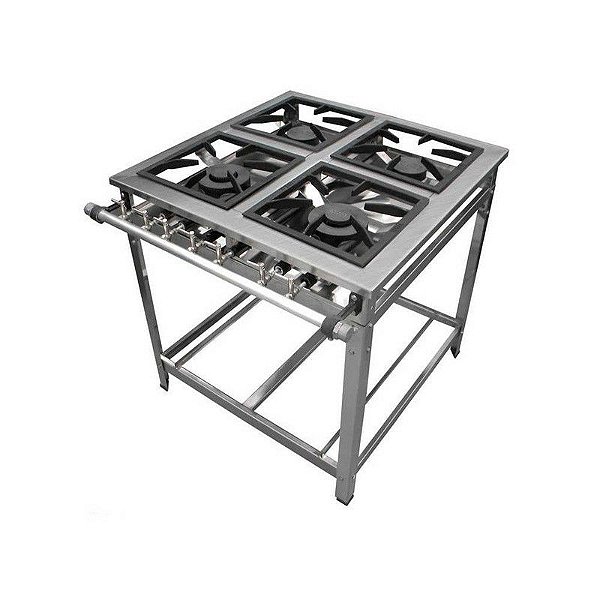 FOGÃO INDUSTRIAL 4 BOCAS 30X30 AÇO INOX BP CRISTAL AÇO