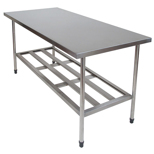 MESA AÇO INOX COM PLANO INFERIOR GRADEADO 150X70X90