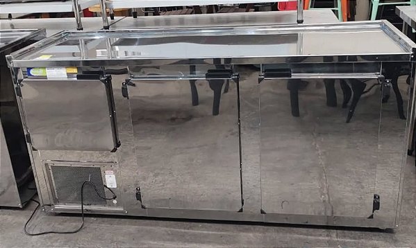 BALÇÃO DE INOX REFRIGERADO REFRIGEL 1.80m