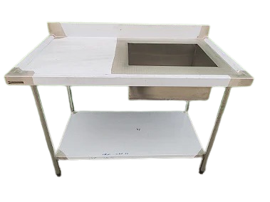 PIA DE AÇO INOX 120x70x85 1 CUBA 50x40x25 C/ PRATELEIRA INFERIOR LISA