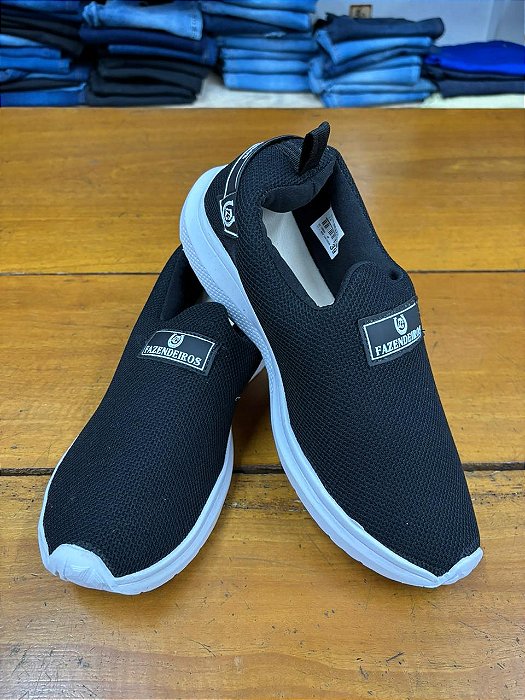 Tênis Calce Fácil Adulto Preto Fazendeiros