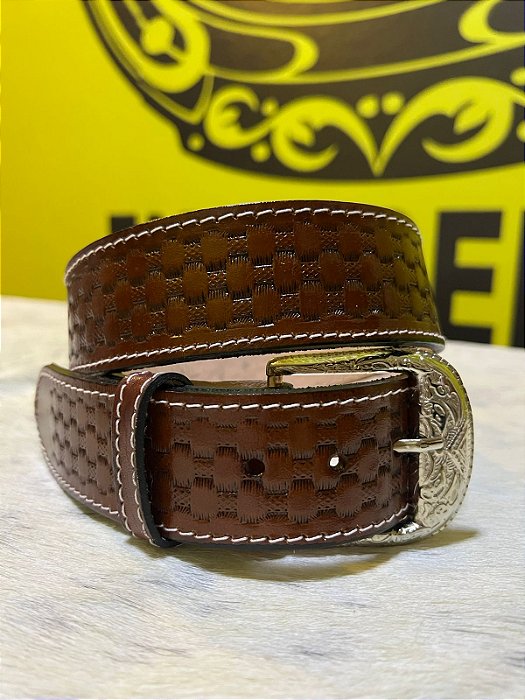 Cinto Americano em Couro Legítimo - Amêndoa 101