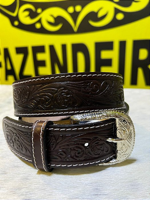 Cinto Americano em Couro Legítimo - Café 110