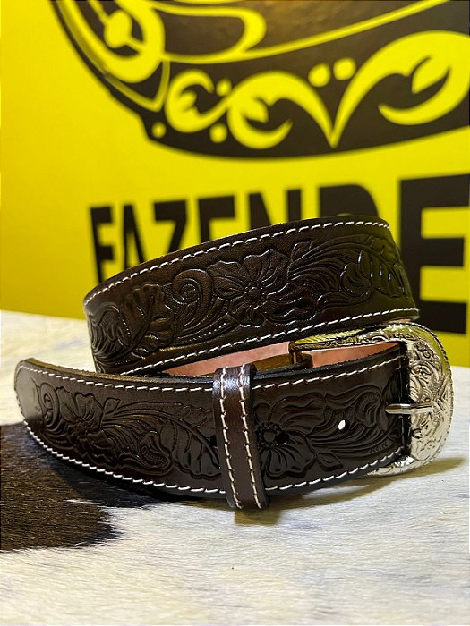 Cinto Americano em Couro Legítimo - Café Fo 111