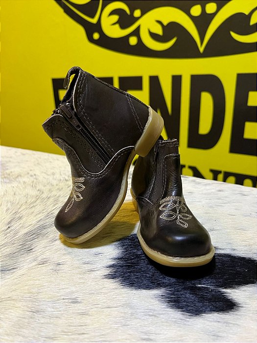 Botina Infantil com Zíper Couro Legítimo