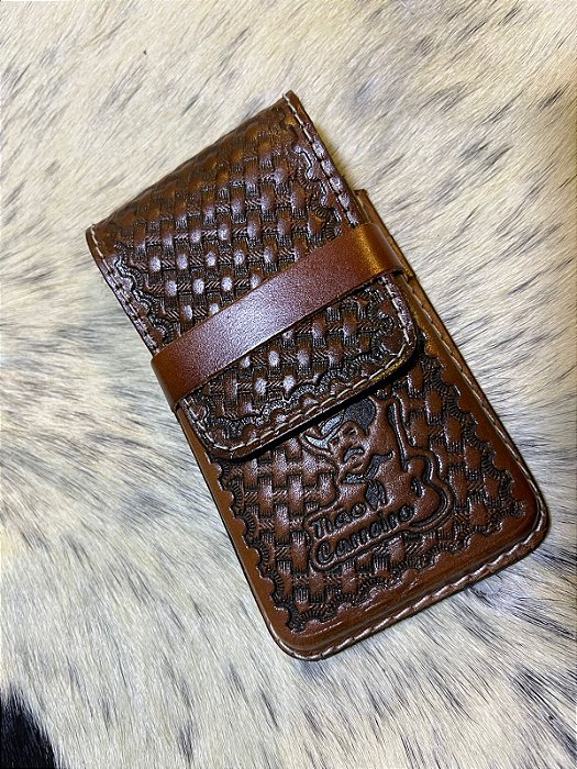 Bainha de Couro Legítimo para Celular - Tião Carreiro FT