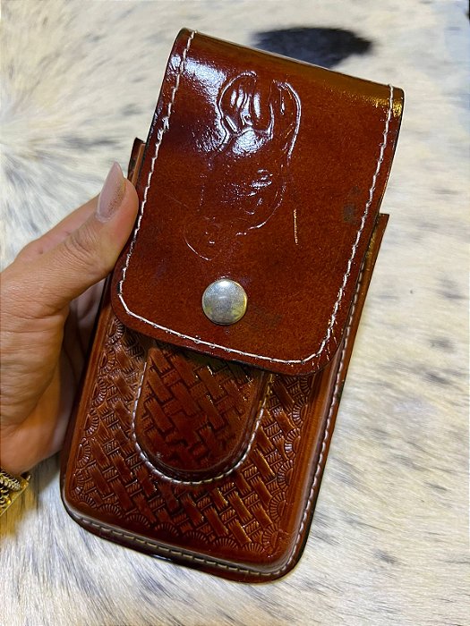 Bainha de Couro para Celular e Canivete Castor - Muladeiro