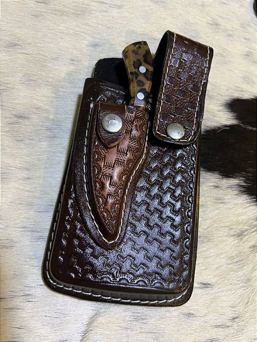 Bainha de Celular Couro Legítimo com Faca Campeira BCF03