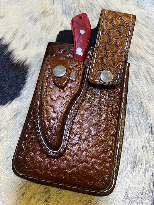 Bainha de Celular Couro Legítimo com Faca Campeira - BCF02