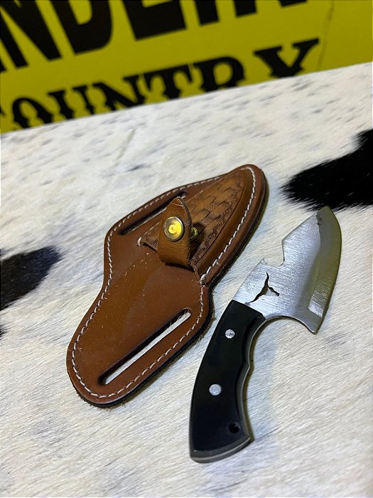 Faca Campeira Pequena com Bainha de Couro Preta