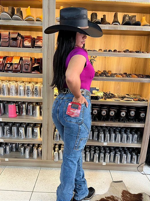 Calça Carpinteira Feminina Pura Raça Delavê