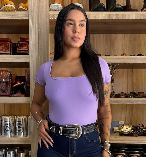 Body Fazendeiros Manga Curta Lilás