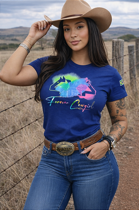 Blusa 4x4 Feminina Azul Estampada