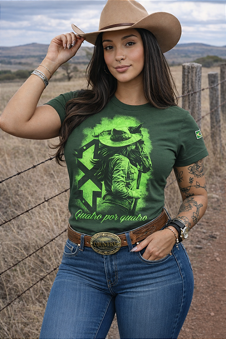 Blusa 4x4 Feminina Verde Estampada