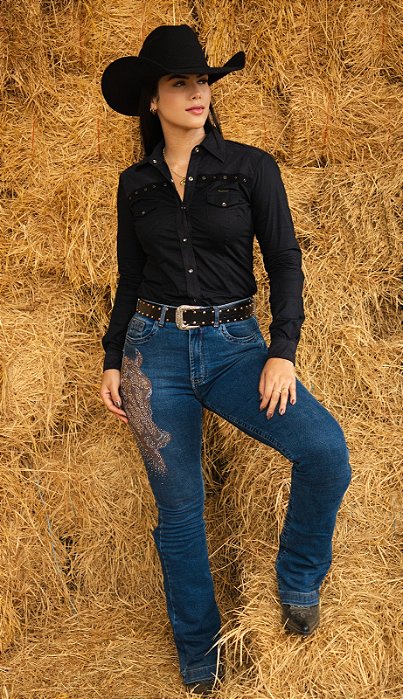 Calça Buphallos Feminina Horse Brilho Bootcut