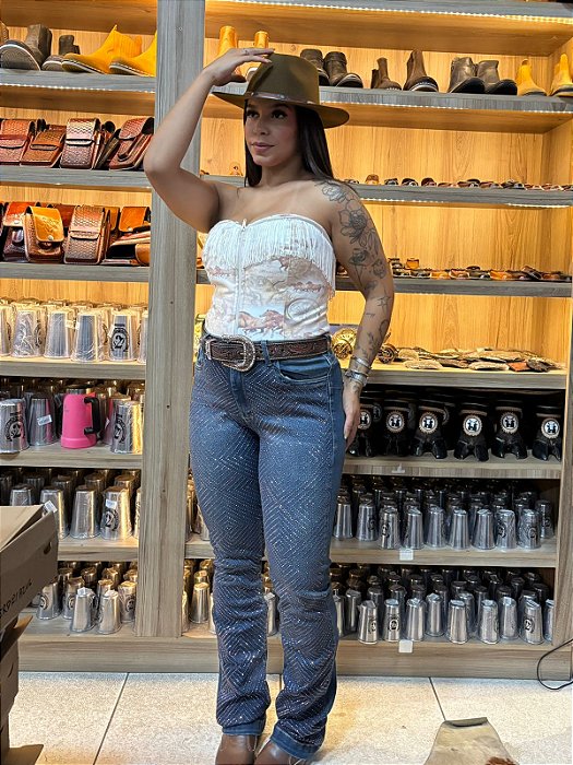 Calça Bootcut Glamour Brilho Buphallos