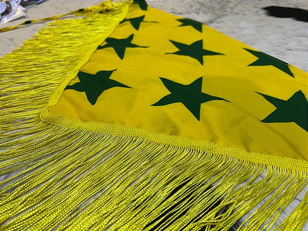 Lenço de Franjas com Estampa do Brasil Amarelo
