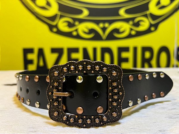 Cinto Westfarm Couro Legítimo Preto com Fivela Square