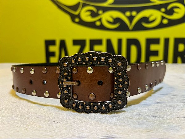 Cinto Westfarm Couro Legítimo Marrom com Fivela Square