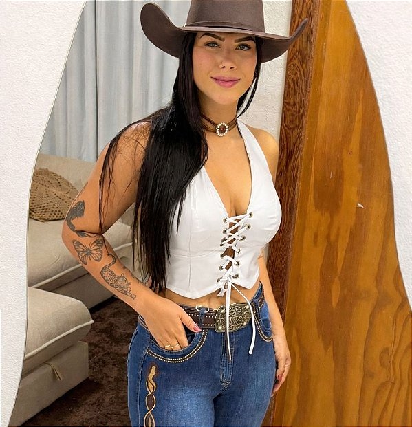 Cropped Lorrane Courino Trançado Branco