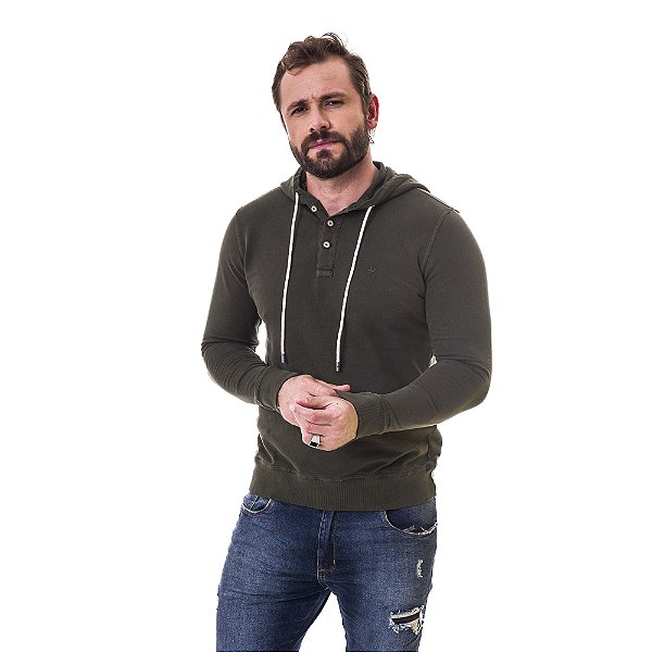 Moletom Verde Militar Com Toca