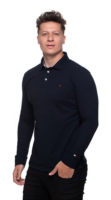 Polo azul marinho italia slim fit