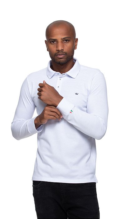 Polo em algodão branca italia  slim fit