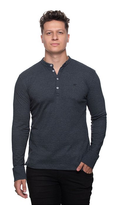 Gola padre rugby manga longa slim fit grafite