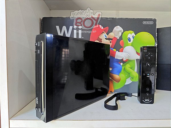 Nintendo Wii Preto Com Caixa + Cartão SD 128gb + 33 Jogos + 2000 Jogos Retro