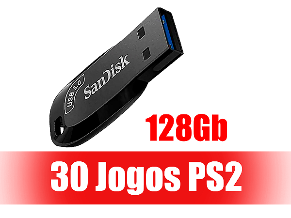Pen Drive 128Gb com 30 jogos para PS2 OPL