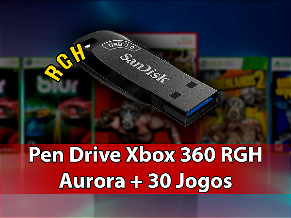 Pen Drive 256Gb USB 3.0 com 30 jogos para Xbox 360 Desbloqueado RGH