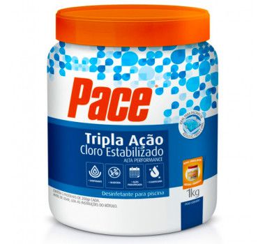 Pote de pastilhas de cloro Tripla ação PACE  1 kg 5 unidades