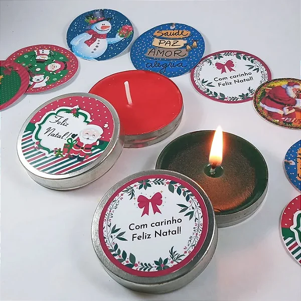 Vela latinha de Natal - Kit 10 Unidades