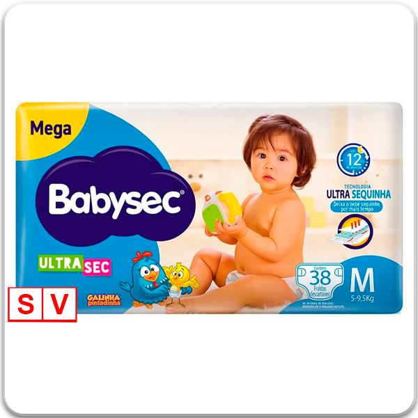 Fralda Babysec Ultrasec Galinha Pintadinha,  M, 38 unidades