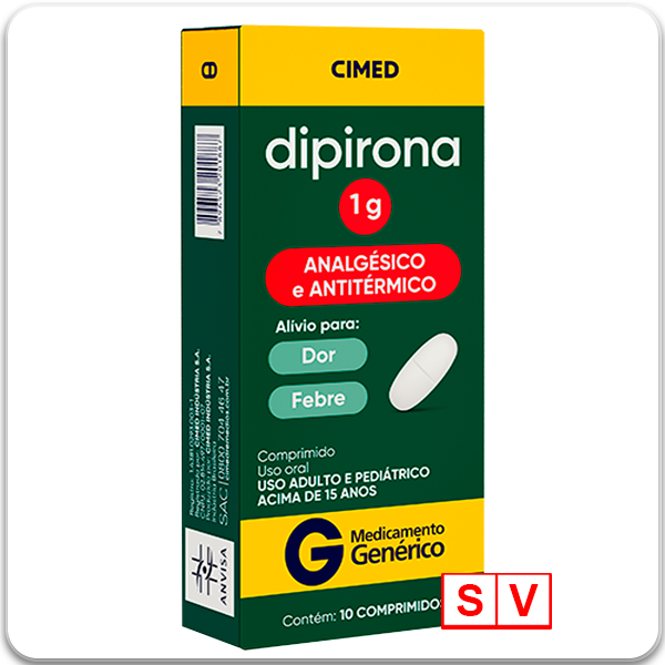 Dipirona Monoidrata 1g Com 10 Comprimidos Genérico Cimed