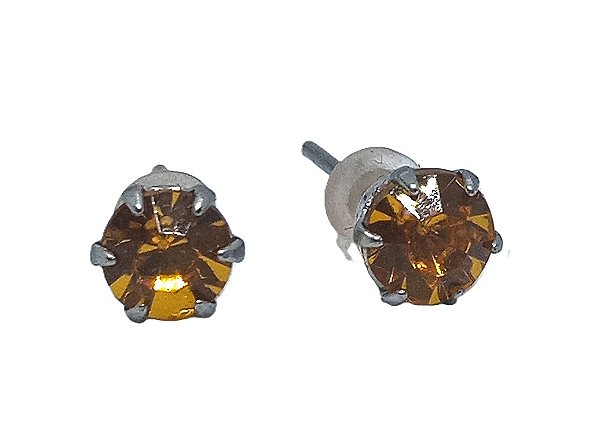 Brinco Redondo pequeno Pedra Ambar 5mm