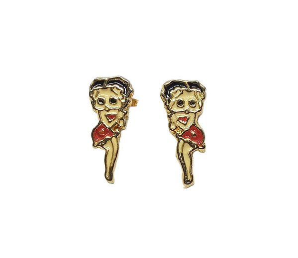 Brinco Betty Boop banhado a ouro 1,5cm