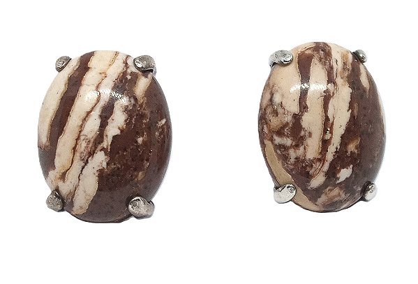 Brinco Pedra de Jaspe Zebra 1,5cm