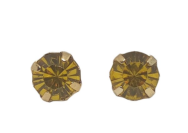 Brinco Redondo Médio Pedra Âmbar 1cm