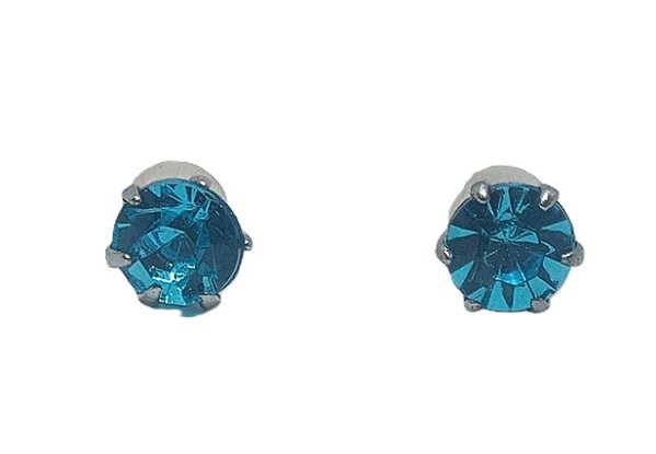 Brinco redondo pequeno pedra safira 5mm