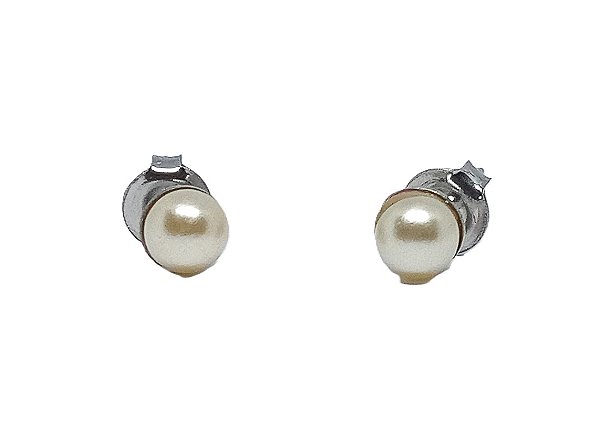 Brinco de prata com Perola faux 5mm