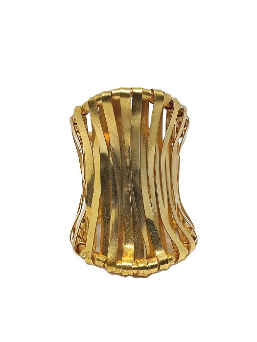 Anel ajustavel dourado largo grande - La Grille 3cm