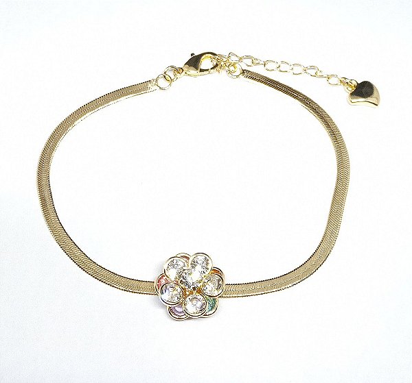 Pulseira de Florzinha Folheada a Ouro 22cm