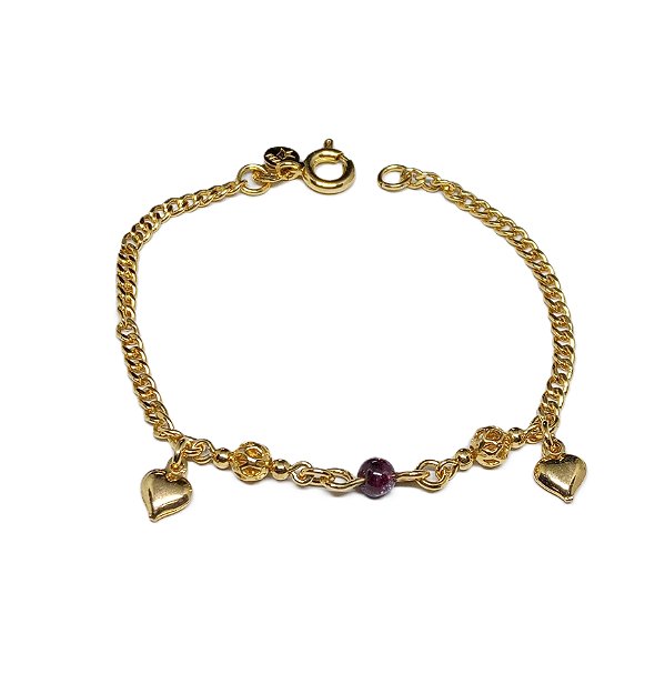 Pulseira infantil banhada a ouro 13,5cm