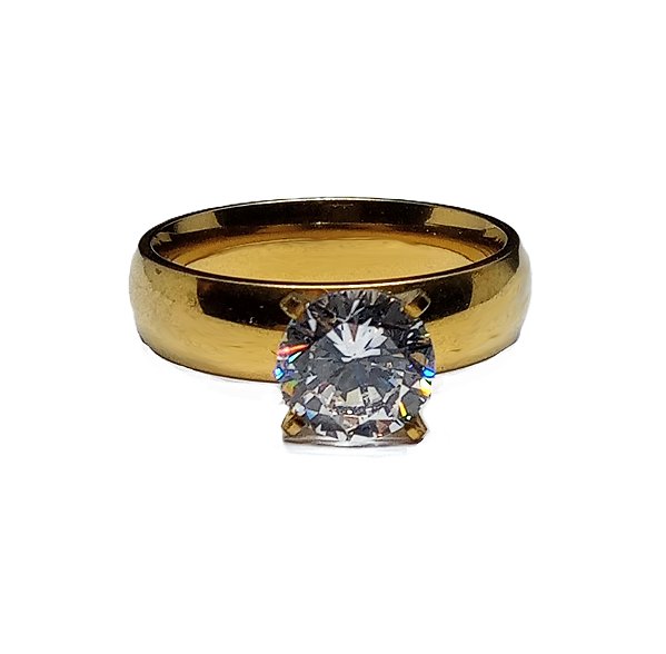 Anel Largo Solitário banho ouro n22
